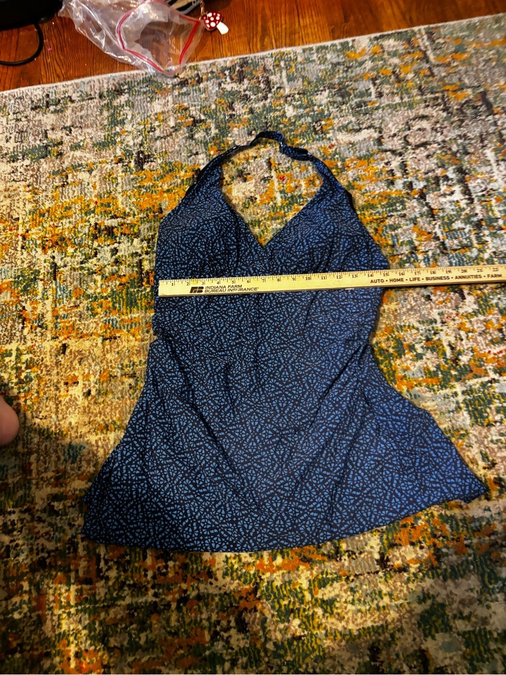 LL bean Blue Patterned Halter Tankini Top